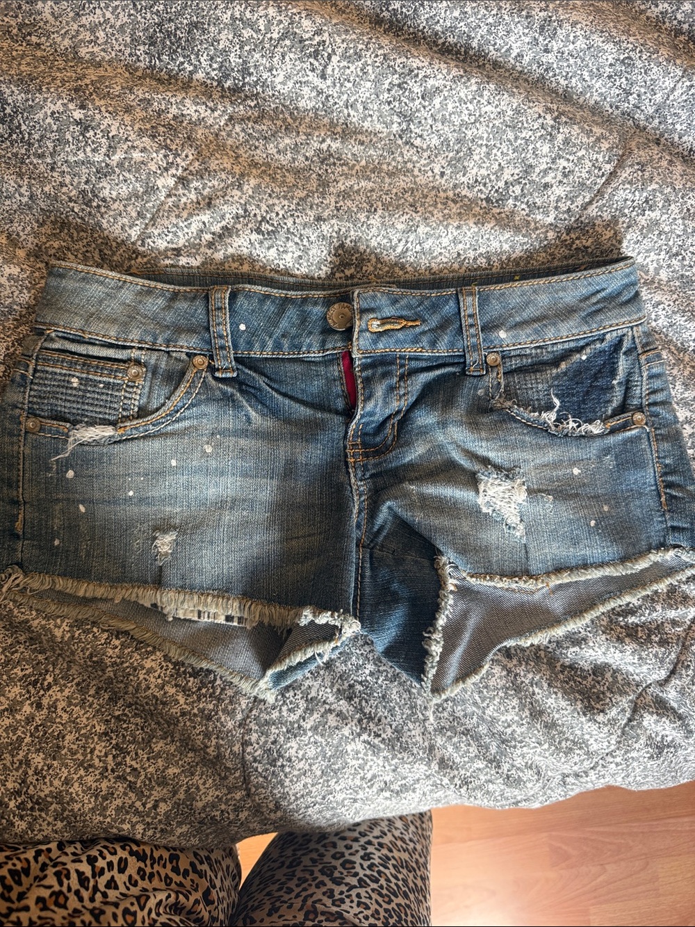 Almost Famous Distressed Blue Denim Jean Shorts